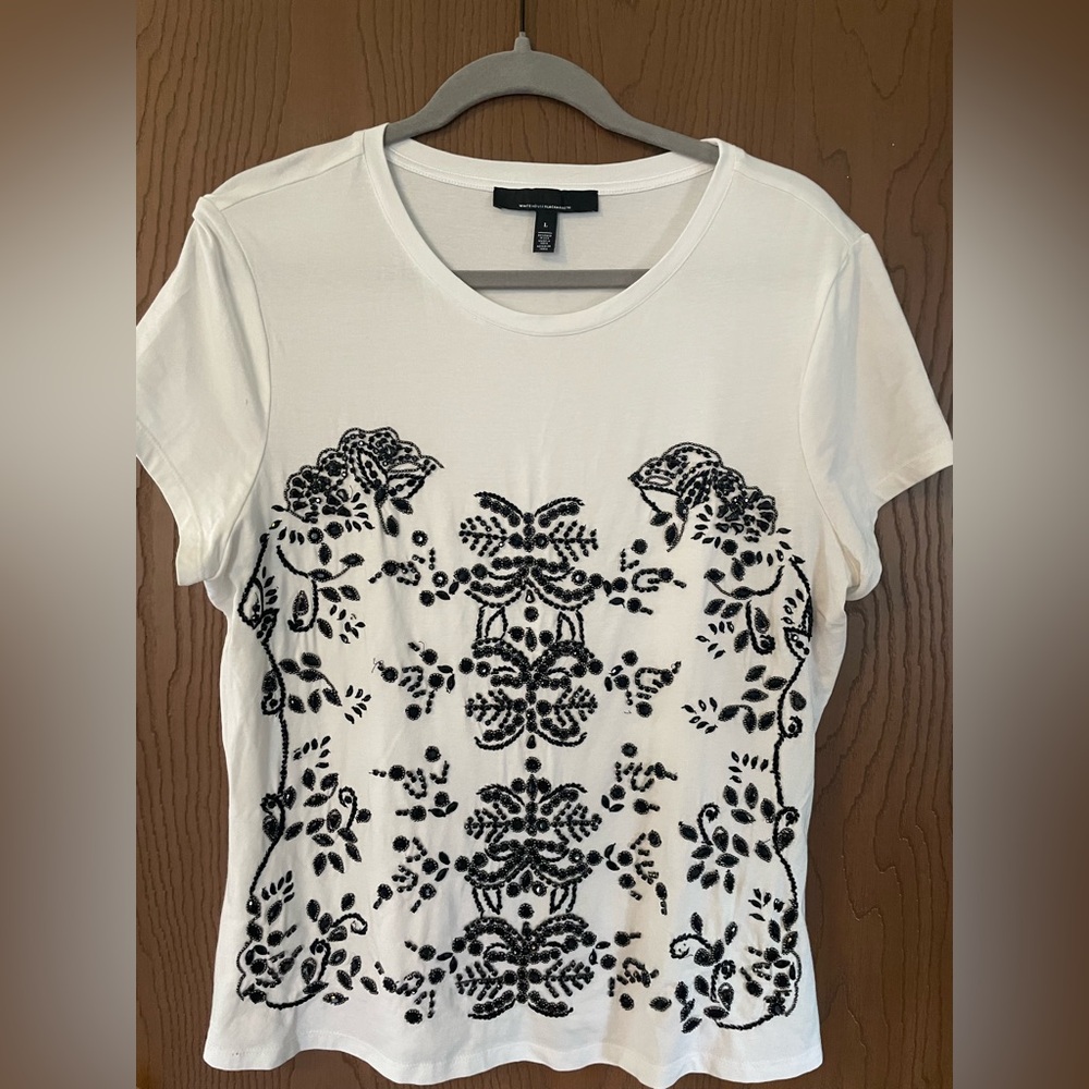 WHBM beaded t-shirt, size L, white